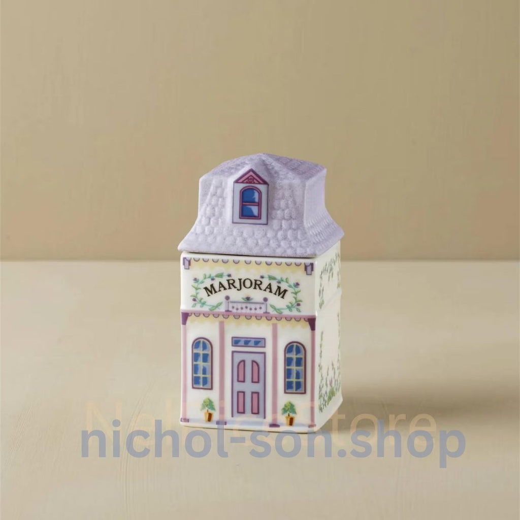 LENOX Spice Village 24-Piece Ceramic House Set with Display Shelf (1989 Collection)