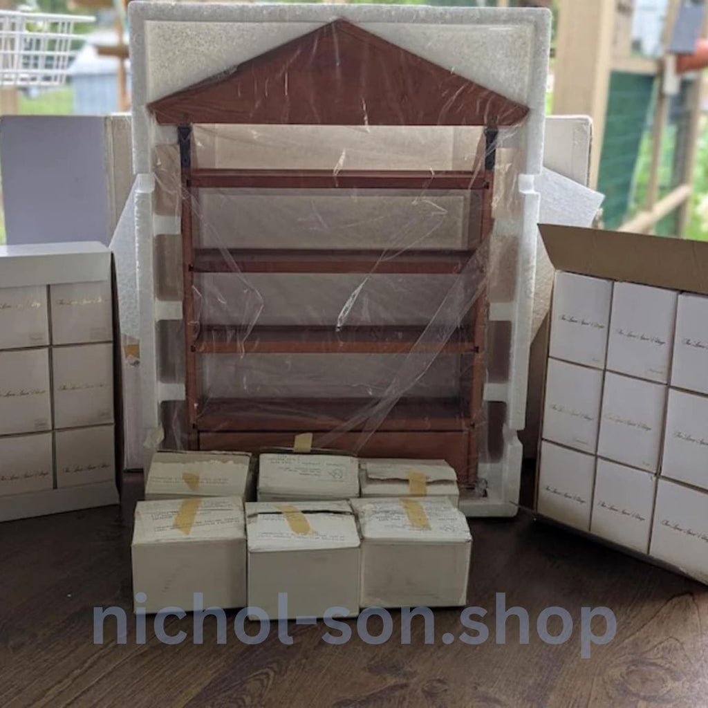 LENOX Spice Village 24-Piece Ceramic House Set with Display Shelf (1989 Collection)