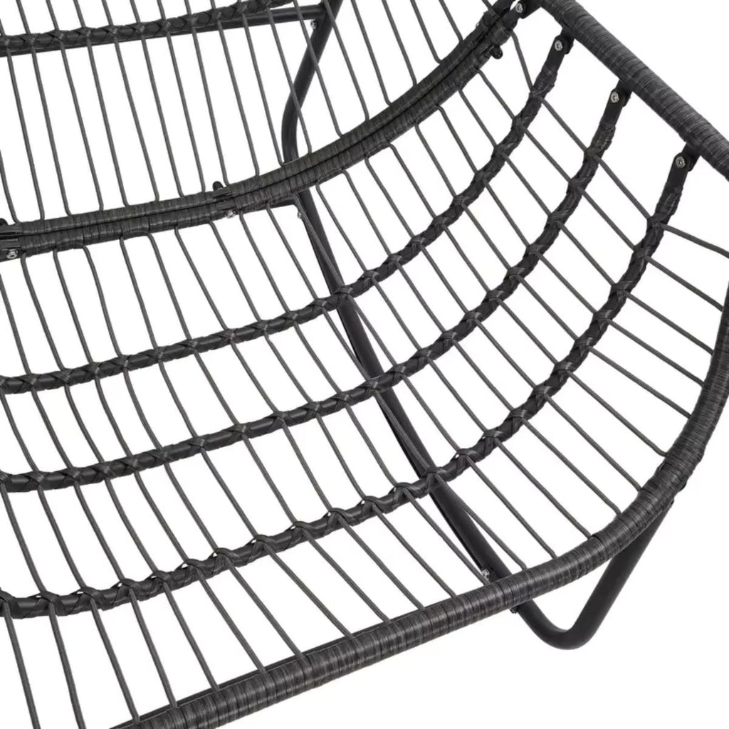 Hand-Woven PE Rattan Rocking Recliner Reading Chair with Cushion – Modern Wicker Lounge Chair for Living Room or Patio