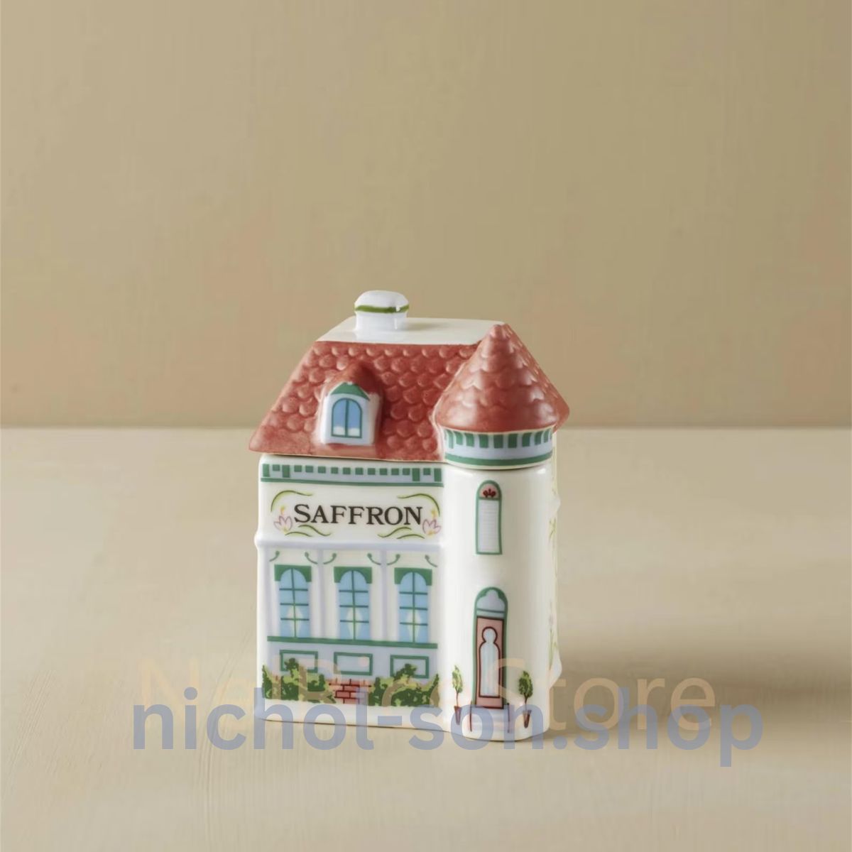 LENOX Spice Village 24-Piece Ceramic House Set with Display Shelf (1989 Collection)