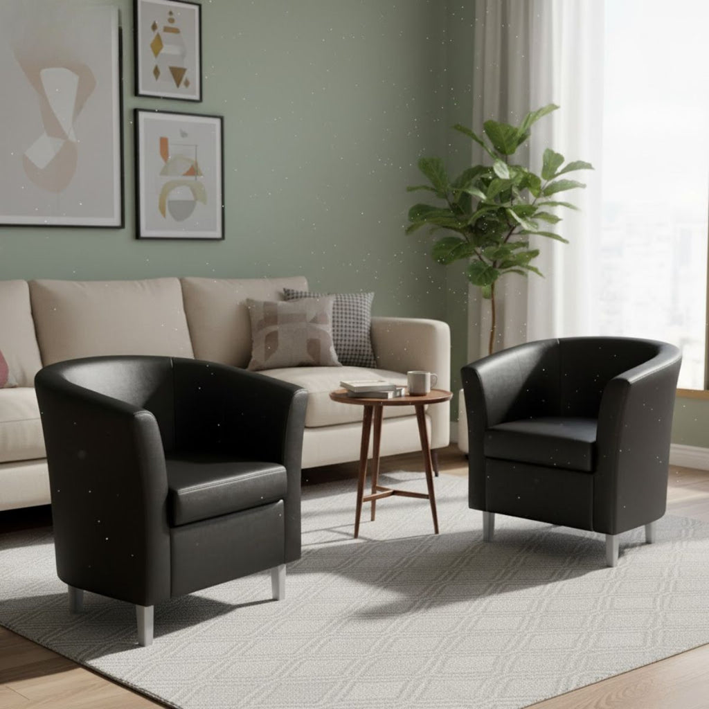 Modern Fabric Single Tub Chair – Comfortable Armchair for Office, Living Room, or Hotel