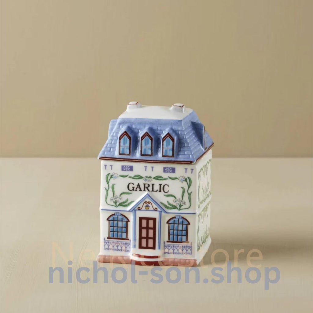 LENOX Spice Village 24-Piece Ceramic House Set with Display Shelf (1989 Collection)