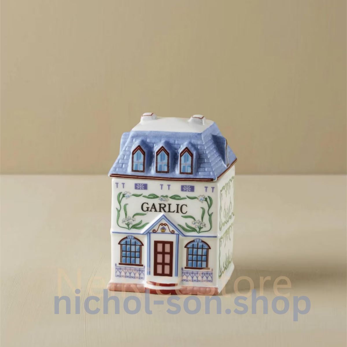 LENOX Spice Village 24-Piece Ceramic House Set with Display Shelf (1989 Collection)