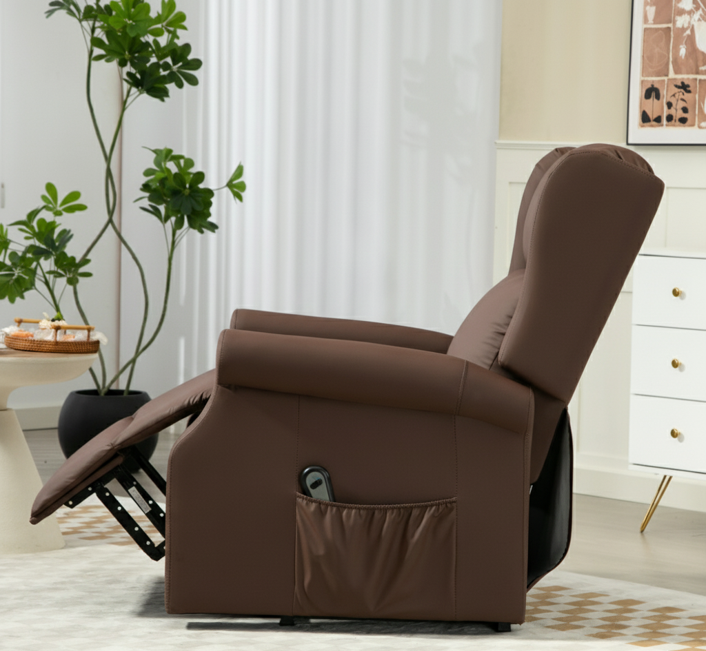 Modern Electric Power Lift Recliner Chair with Lay Flat Design and Soft Leather Upholstery for Seniors and Elderly Comfort