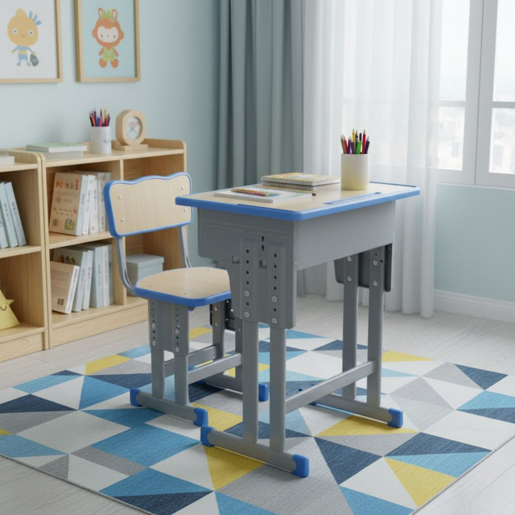 Adjustable School Desk and Chair Set – Modern Student Furniture with Ergonomic Design, Durable Wood & Metal Construction