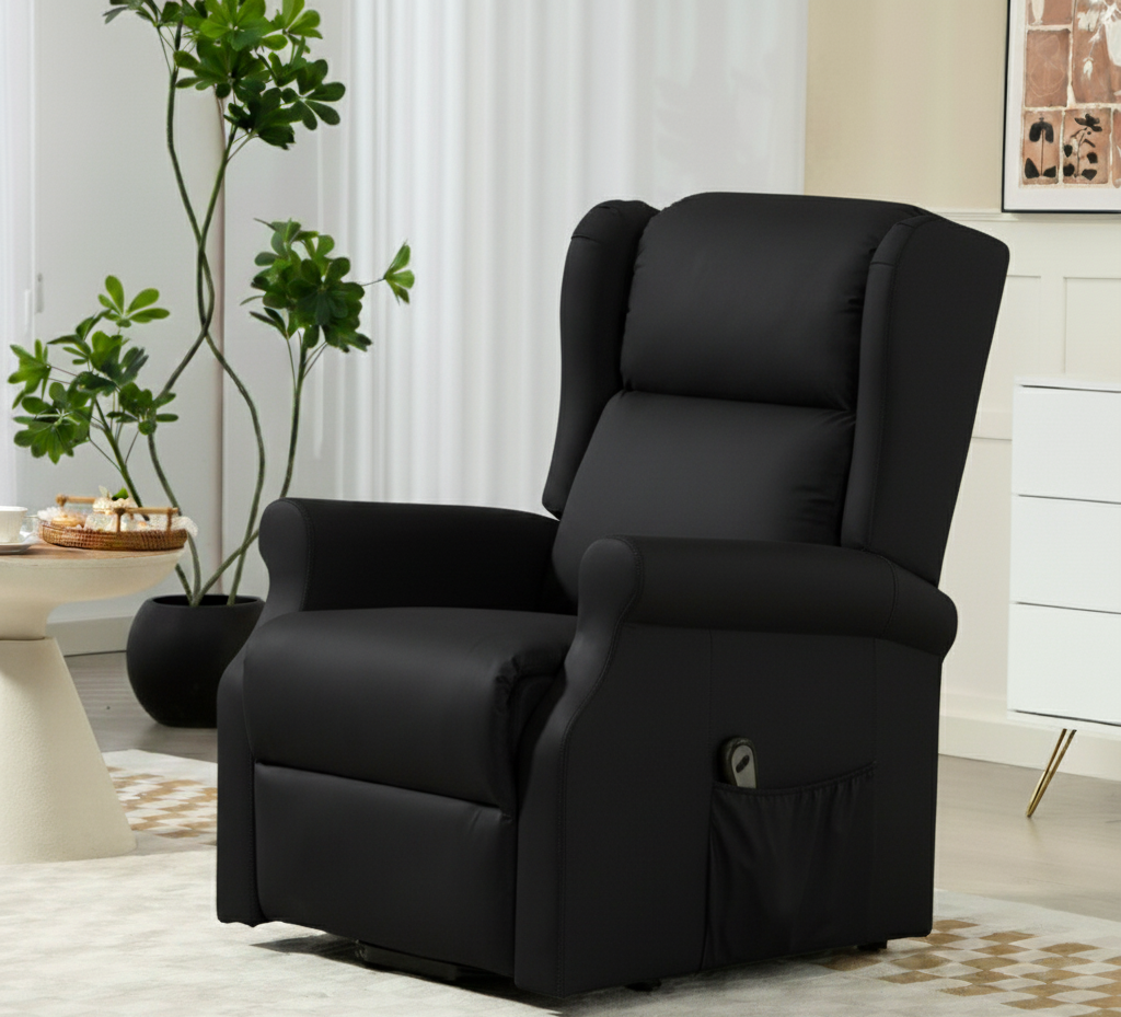 Modern Electric Power Lift Recliner Chair with Lay Flat Design and Soft Leather Upholstery for Seniors and Elderly Comfort