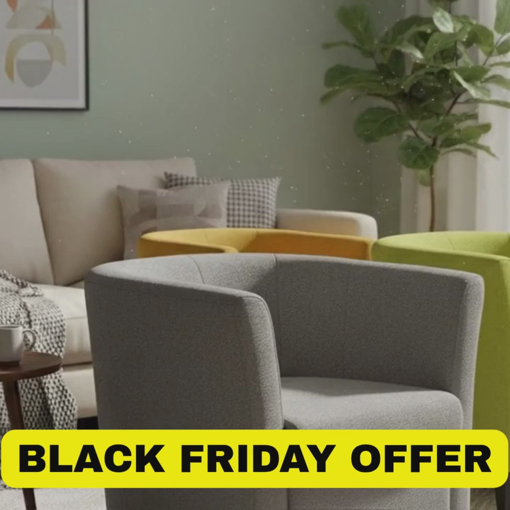 Modern Fabric Single Tub Chair – Comfortable Armchair for Office, Living Room, or Hotel