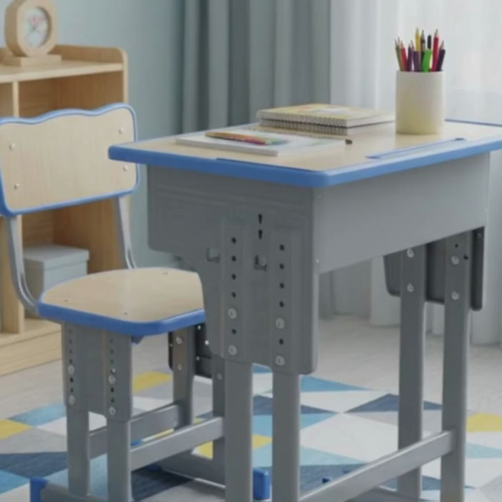 Adjustable School Desk and Chair Set – Modern Student Furniture with Ergonomic Design, Durable Wood & Metal Construction