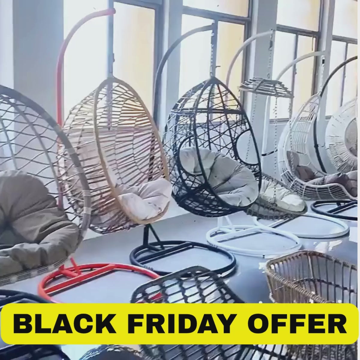 Modern Outdoor 2-Seater Rattan Swing Chair with Cushion – Wicker Hanging Loveseat for Patio, Garden, or Balcony